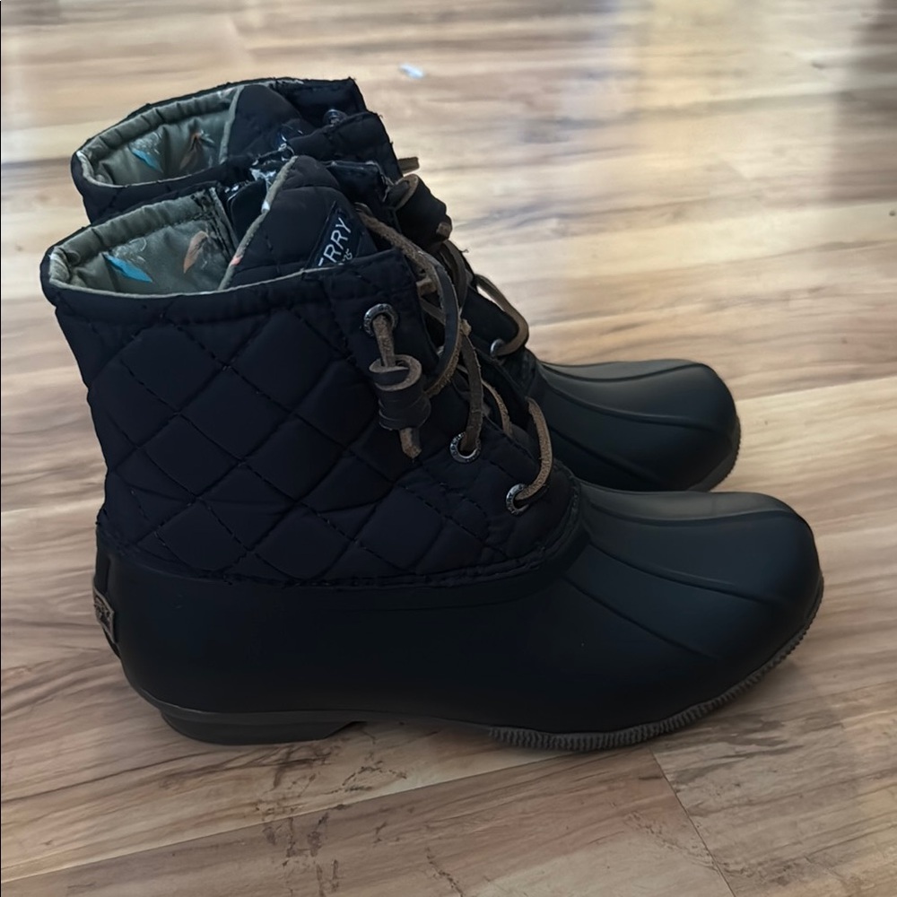 Sperry Black Rain & Snow Boots Quilted Design